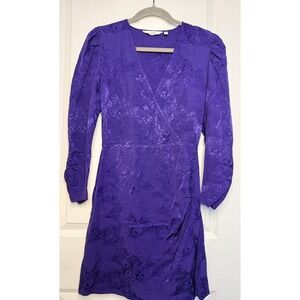 & Other Stories Purple Tiger Print Mini Dress 4 Ruched Long Sleeve